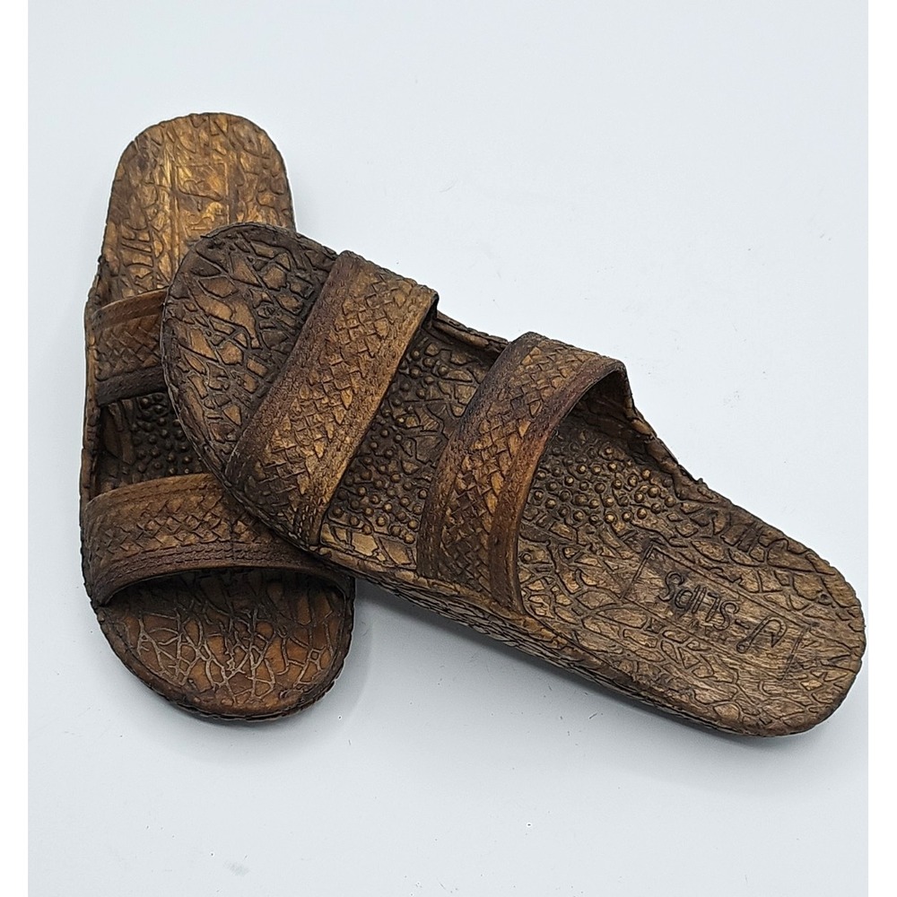 Pali Hawaii J-Slips Classic Sandals Youth 5 Brown Waterproof Unisex Slides